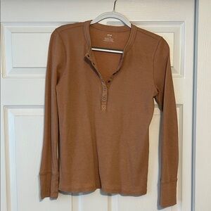 Aerie Light Rust Long Sleeve Henley Top